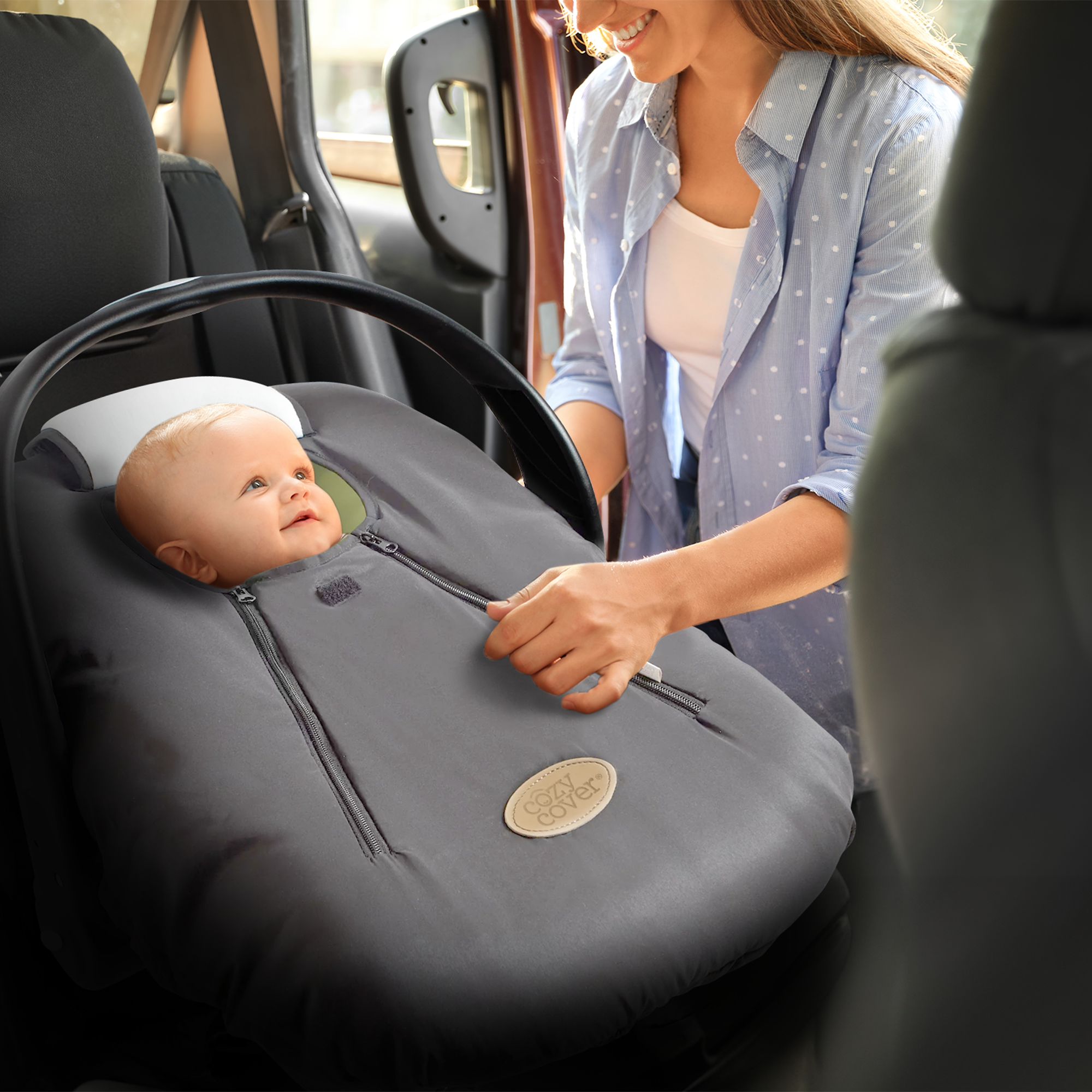 CozyBaby Original Infant Car Seat Cover w/Dual Zippers & Elastic